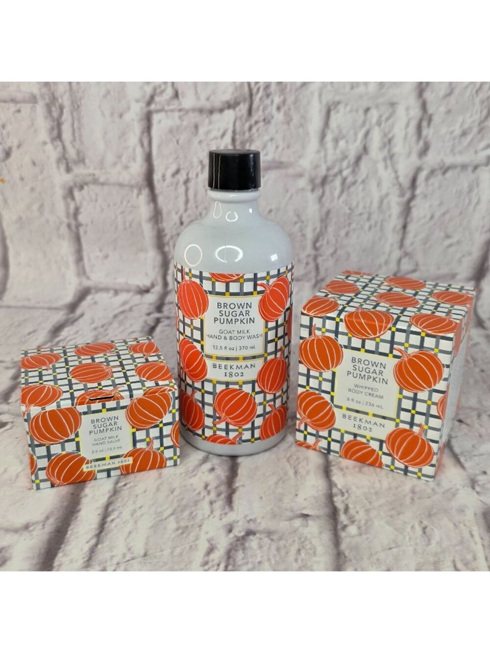 Beekman 1802 Brown Sugar Pumpkin Goat Milk Set Hand & Body Wash 12.5 fl oz Whipp
